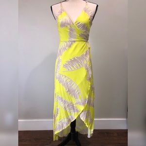 Yellow leaf wrap dress